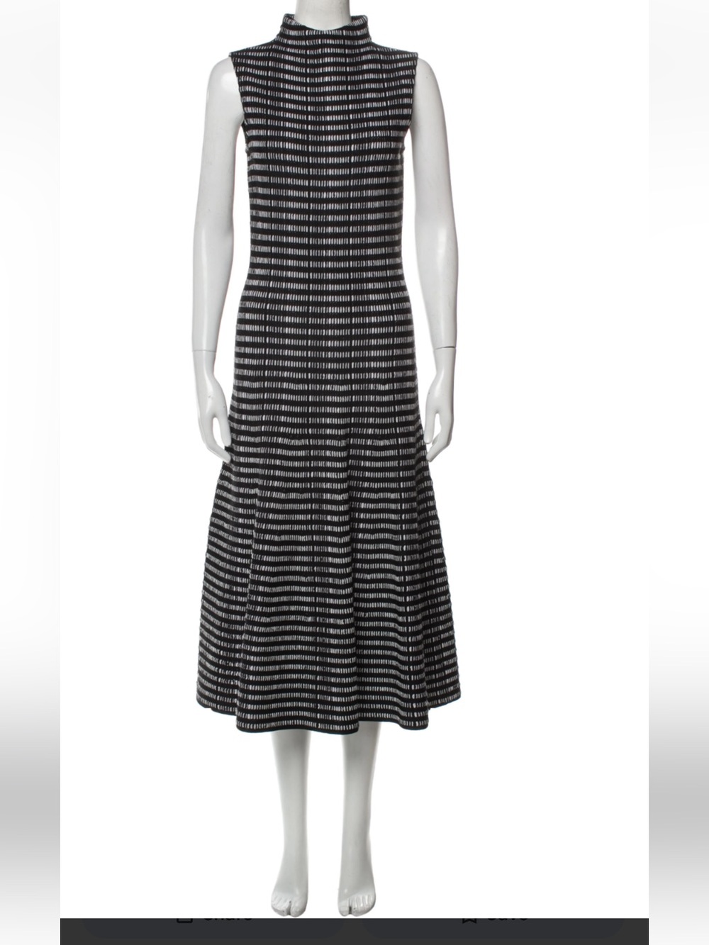 St. John Black & White Sleeveless Knit Midi Dress
